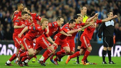 Liverpool players celebrate