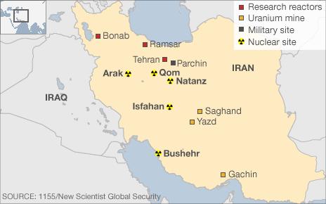 Key nuclear sites map