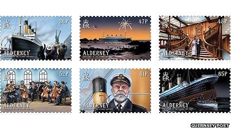 Titanic depicted on Alderney stamps