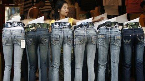 A jeans vendor in Manila in the Phillippines