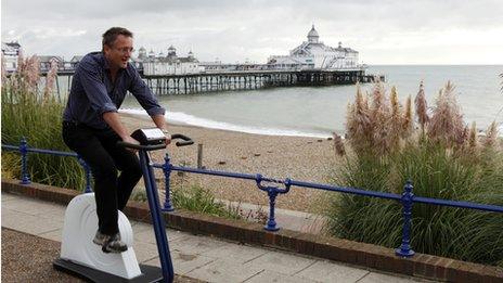 Michael Mosley on exercise bike