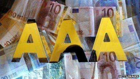 Triple A letters with a backdrop of Euro notes