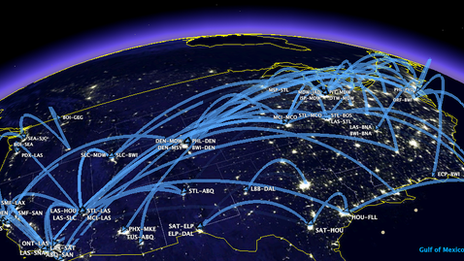 Flight paths in US