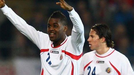 Joel Campbell celebrates his goal