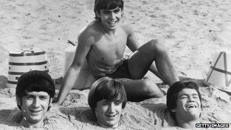 Davy Jones, top, in 1967, with fellow Monkees, from left to right, Mike Nesmith, Peter Tork and Micky Dolenz