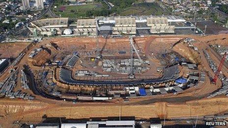 Arena da Amazonia Stadium, under construction in Manaus, 2 March