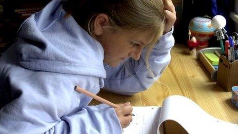 Girl doing homework