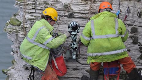 CCTV cameras installed on cliff