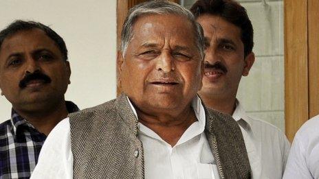 Mulayam Singh Yadav in Lucknow on 5 March 2012