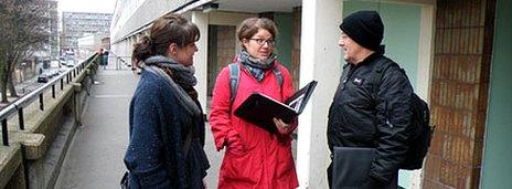 Zara, Kathleen and Mark, three of the organisers working in Walworth, South London