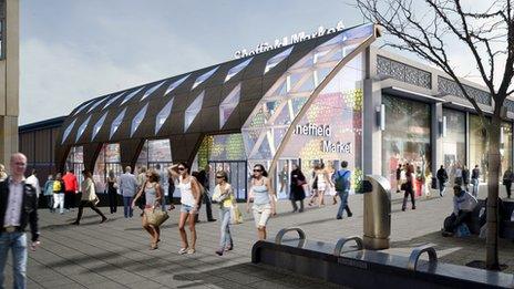 Artist impression of new Sheffield market on The Moor