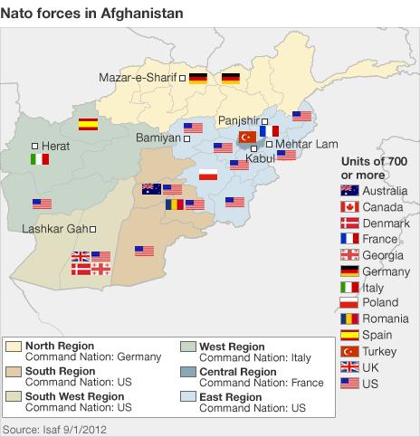 Nato forces in Afghanistan map