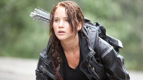 Jennifer Lawrence as Katniss Everdeen in The Hunger Games