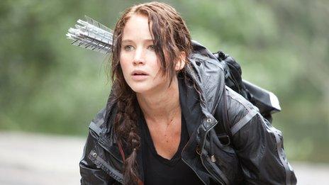 Jennifer Lawrence as Katniss Everdeen in The Hunger Games