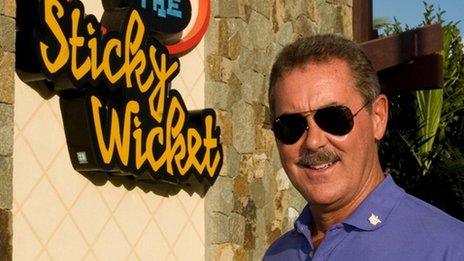 Allen Stanford outside the Sticky Wicket sports bar