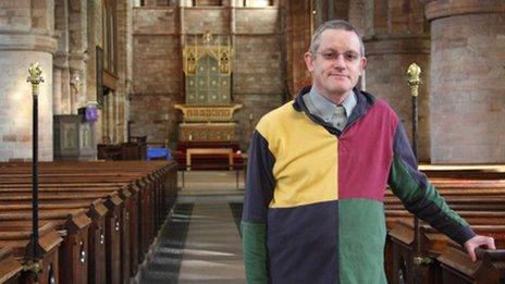 Reverend Paul Firmin inside Shrewsbury Abbey