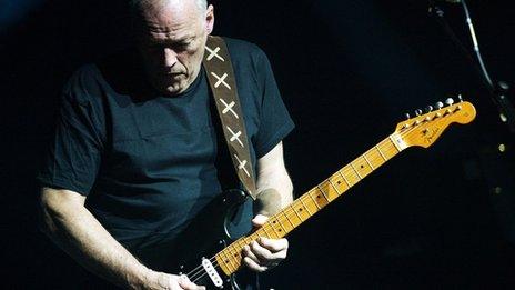 Pink Floyd's David Gilmour playing a Fender Stratocaster