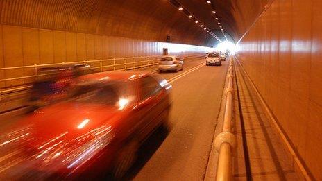 Car in tunnel in St Helier