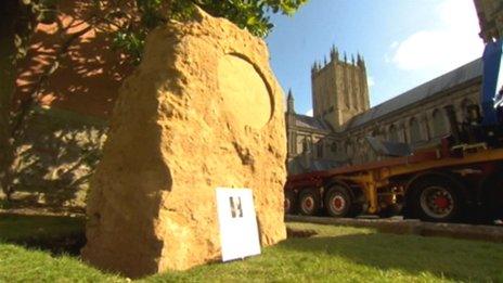 The Harry Patch memorial stone in Wells, Somerset