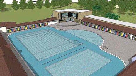 Artist's impression of a redeveloped Pontypridd lido