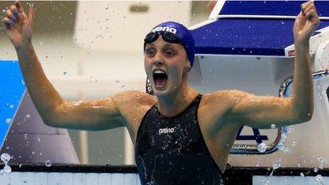 Fran Halsall after winning gold in the 50m freestyle final