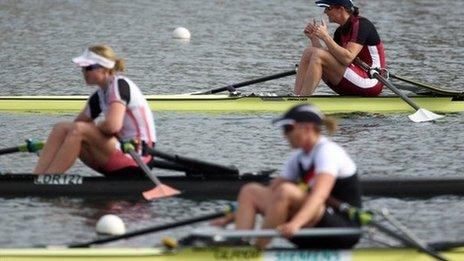 Katherine Grainger celebrates victory in the single sculls final at Eton Dorney