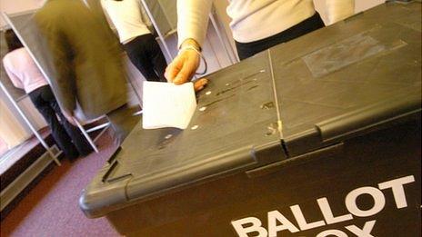 Voting papers being put into a ballot box