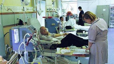 Kidney dialysis in a renal unit