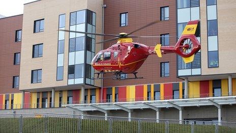 Helicopter landing at University Hospital of North Staffordshire