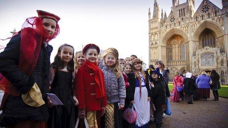 Children taking part in the Katharine of Aragon Festival 2012, Peterborough Cathedral