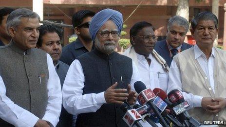 Indian Prime Minister Manmohan Singh addresses the media in Delhi - 12 March 2012