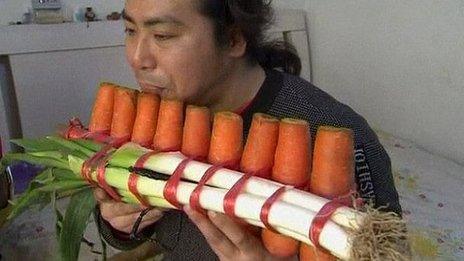 Panpipes made from carrots!