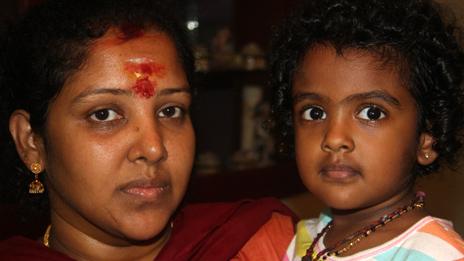 Ramasamy Prabagaran's wife, Shiromani, and daughter