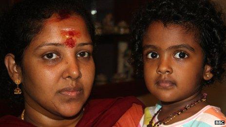 Ramasamy Prabagaran's wife, Shiromani, and daughter