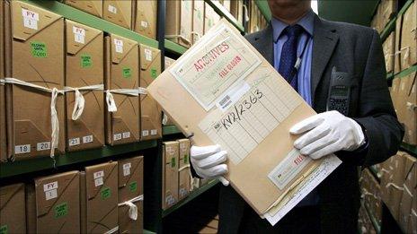 Picture of someone at the national archives at Kew