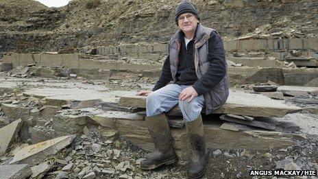 Artist Gavin Lockhart at quarry. Pic: Angus Mackay/HIE