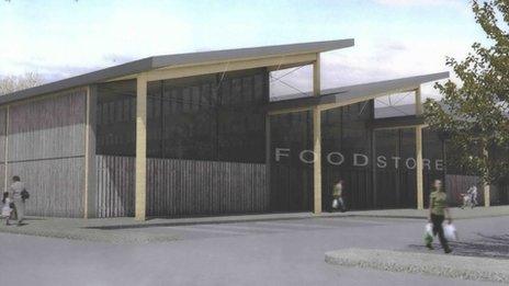 Sketch of food store for Yeovil Town grounds