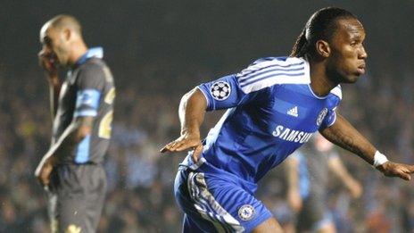 Didier Drogba (right) celebrates scoring for Chelsea