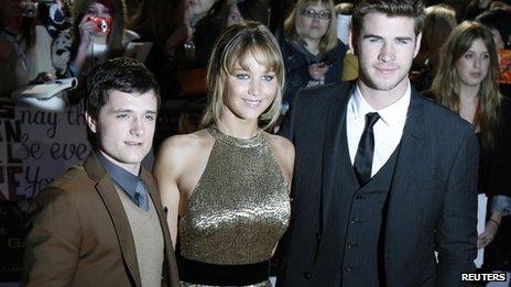 Josh Hutcherson, Jennifer Lawrence and Liam Hemsworth