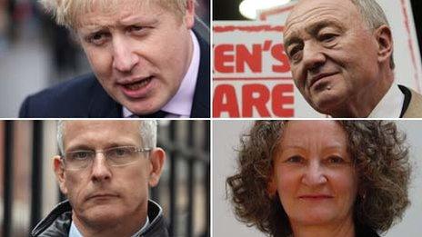 Boris Johnson, Ken Livingstone, Brian Paddick and Jenny Jones