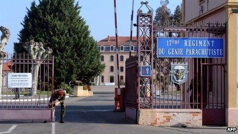 Entrance to the barracks in Montauban, where the soldiers were based