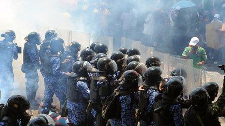 Protests in the Maldives on Monday