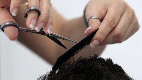 Man having a haircut