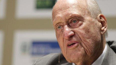 File picture of Joao Havelange in Rio de Janeiro in 2010