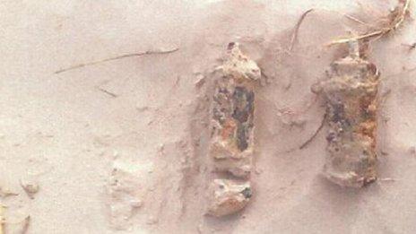 Explosives found at Nairn's East Beach. Pic: Northern Constabulary