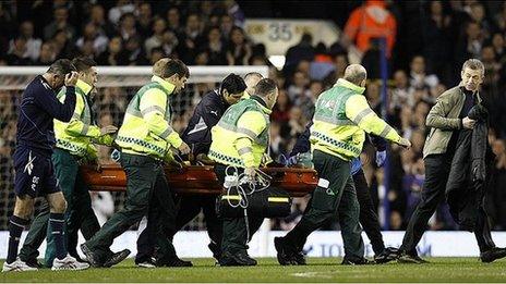 Fabrice Muamba is stretchered off