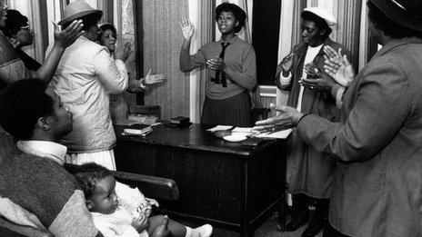 Newport in the 1980s - religious meeting