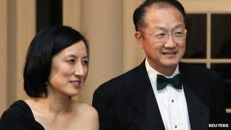 Kim and his wife arriving at a state dinner in Washington