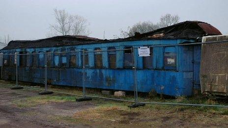 Rail carriage fire in Derbyshire