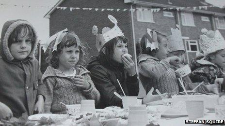 Street party in Andover in 1977 for the Queen's Silver Jubilee. Steffan Squire is fourth from the left